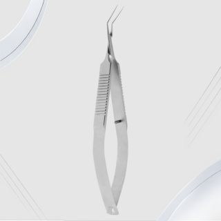 ARX-008 45 degree angled Capsulorhexis Forceps with cross-action ribbed handle