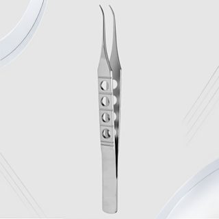 Curved Toothed Forceps with 1×2 Teeth for Ophthalmic Fixation
