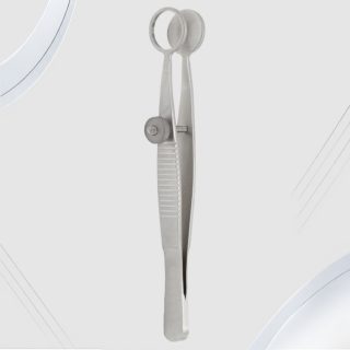 ARX-023 Chazalian Forceps with Serrated Handle and Round 12 mm Plate