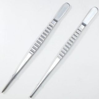 230 mm bonsai tweezers with ridged grip handle and precision tips by Alberon Instruments